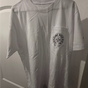 Chrome Hearts White Pocket T-Shirt with Black Chest Emblem